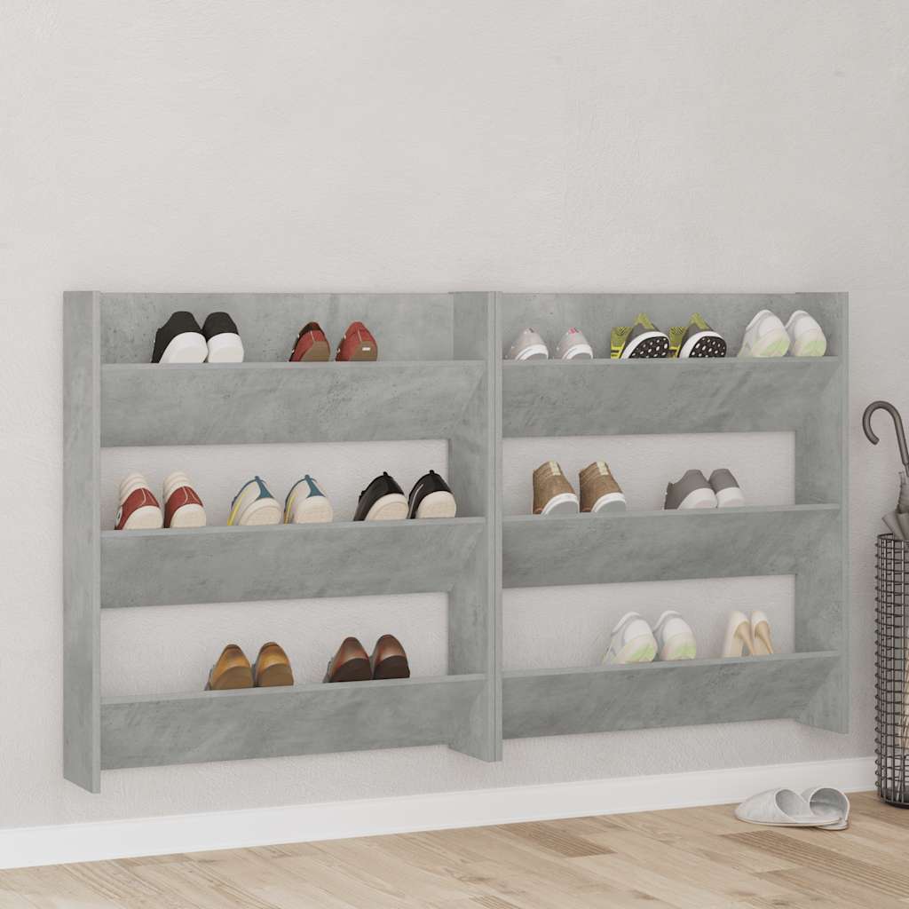 Armoire à chaussures murale Gris béton 80x18x90 cm Aggloméré - XIOS