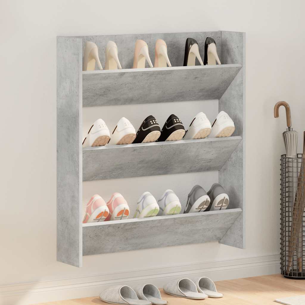 Armoire à chaussures murale Gris béton 80x18x90 cm Aggloméré - XIOS