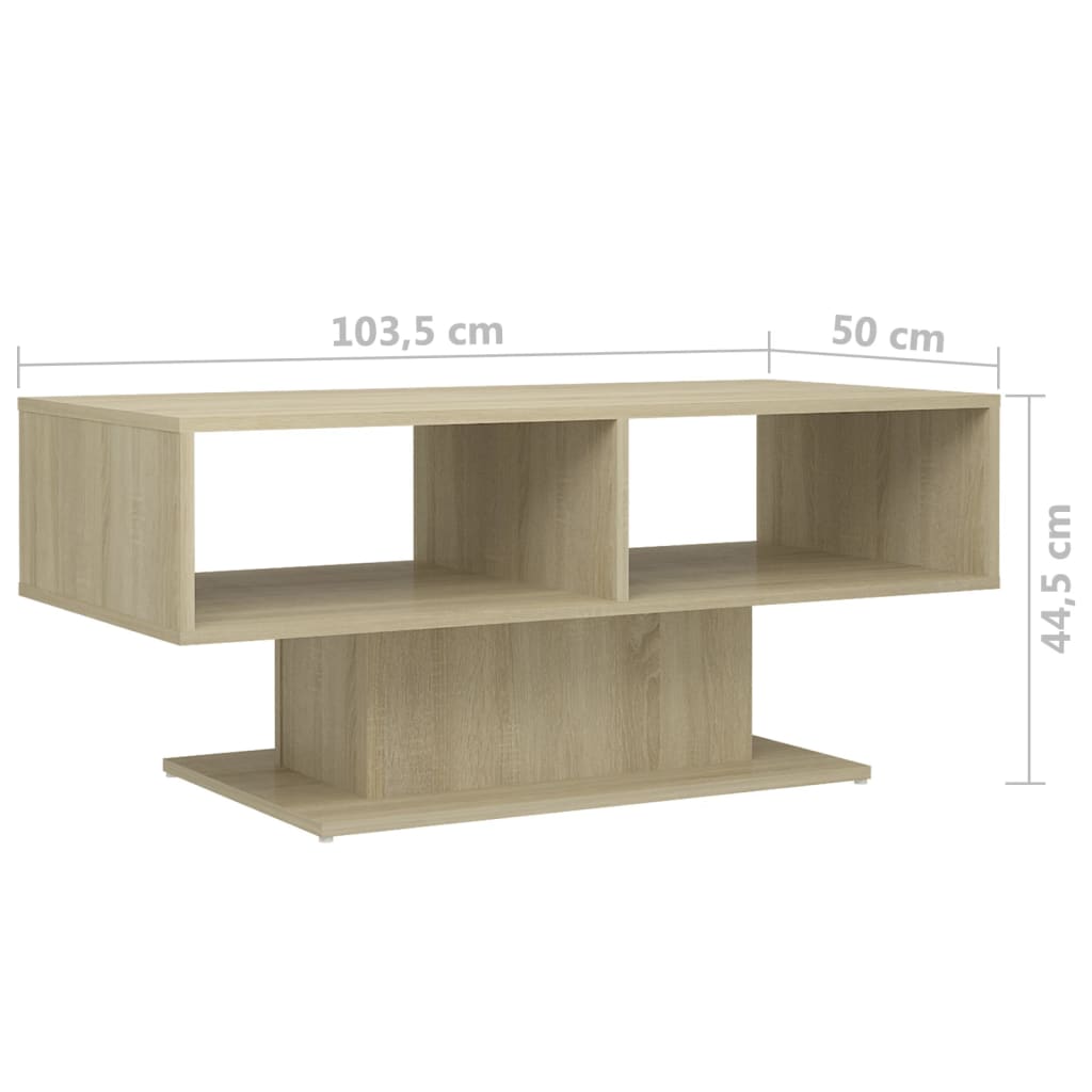 Table basse chêne sonoma 103,5x50x44,5 cm bois d'ingénierie - XIOS