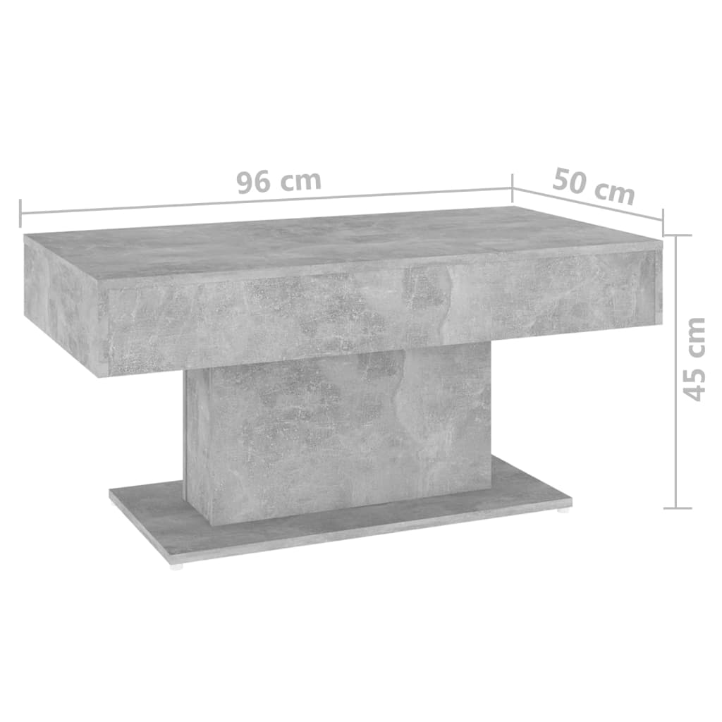 Table basse gris béton 96x50x45 cm bois d'ingénierie - XIOS