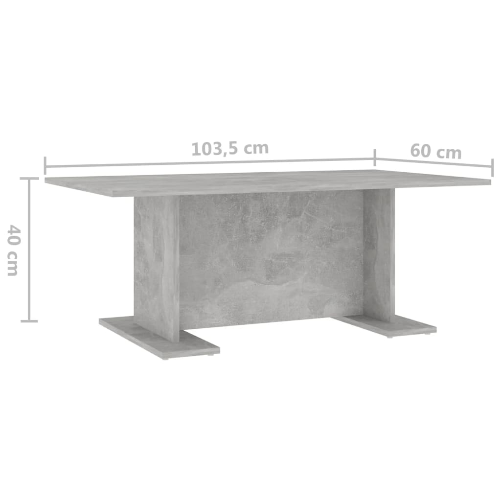 Table basse gris béton 103,5x60x40 cm bois d'ingénierie - XIOS