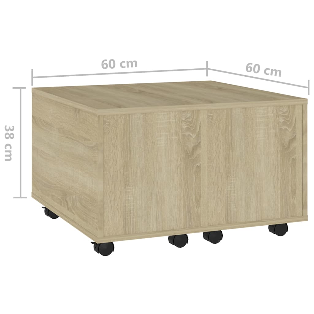 Table basse chêne sonoma 60x60x38 cm bois d'ingénierie - XIOS