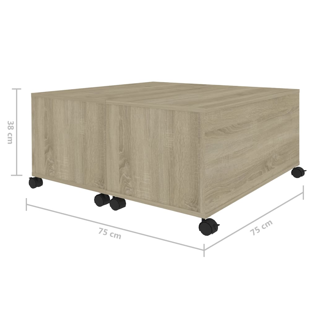 Table basse chêne sonoma 75x75x38 cm bois d'ingénierie - XIOS