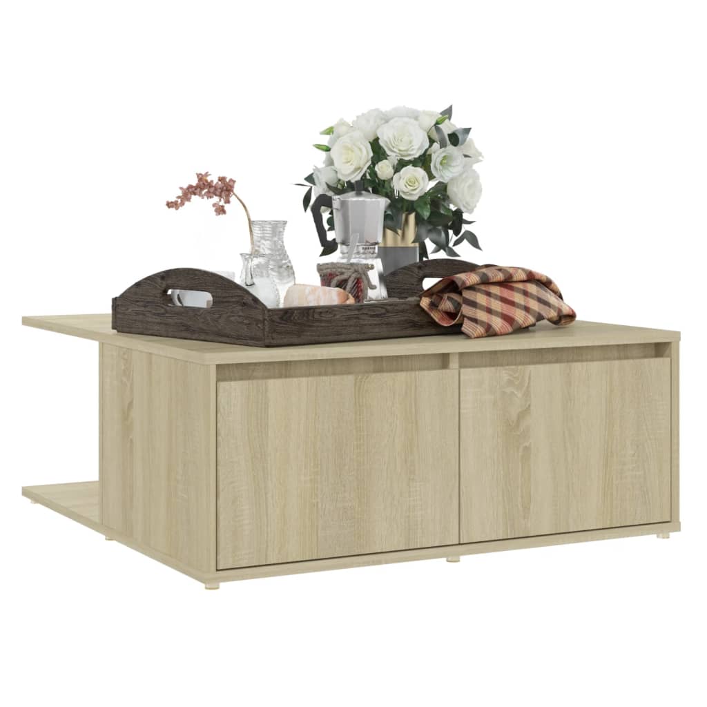 Table basse chêne sonoma 80x80x31 cm bois d'ingénierie - XIOS