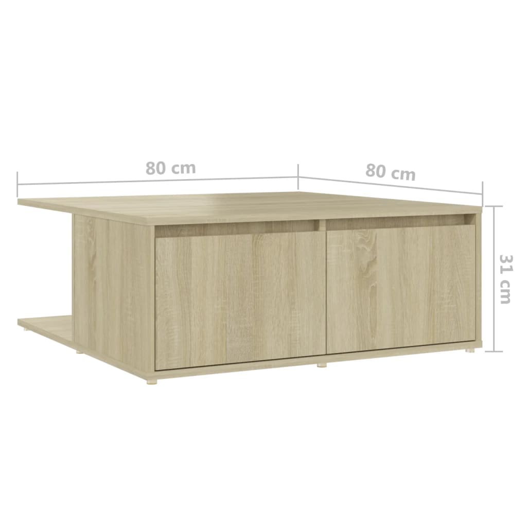Table basse chêne sonoma 80x80x31 cm bois d'ingénierie - XIOS