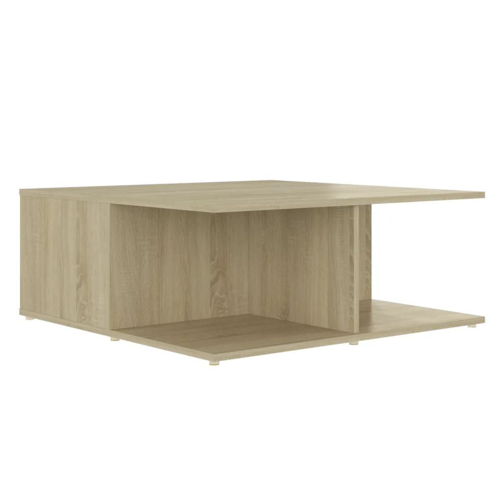 Table basse blanc et chêne sonoma 80x80x31 cm bois d'ingénierie - XIOS