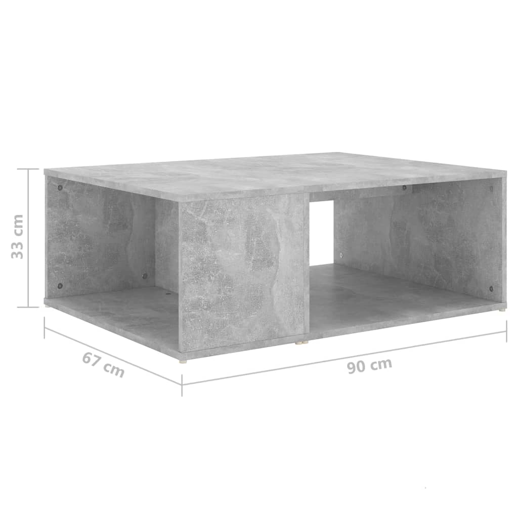 Table basse gris béton 90x67x33 cm bois d'ingénierie - XIOS