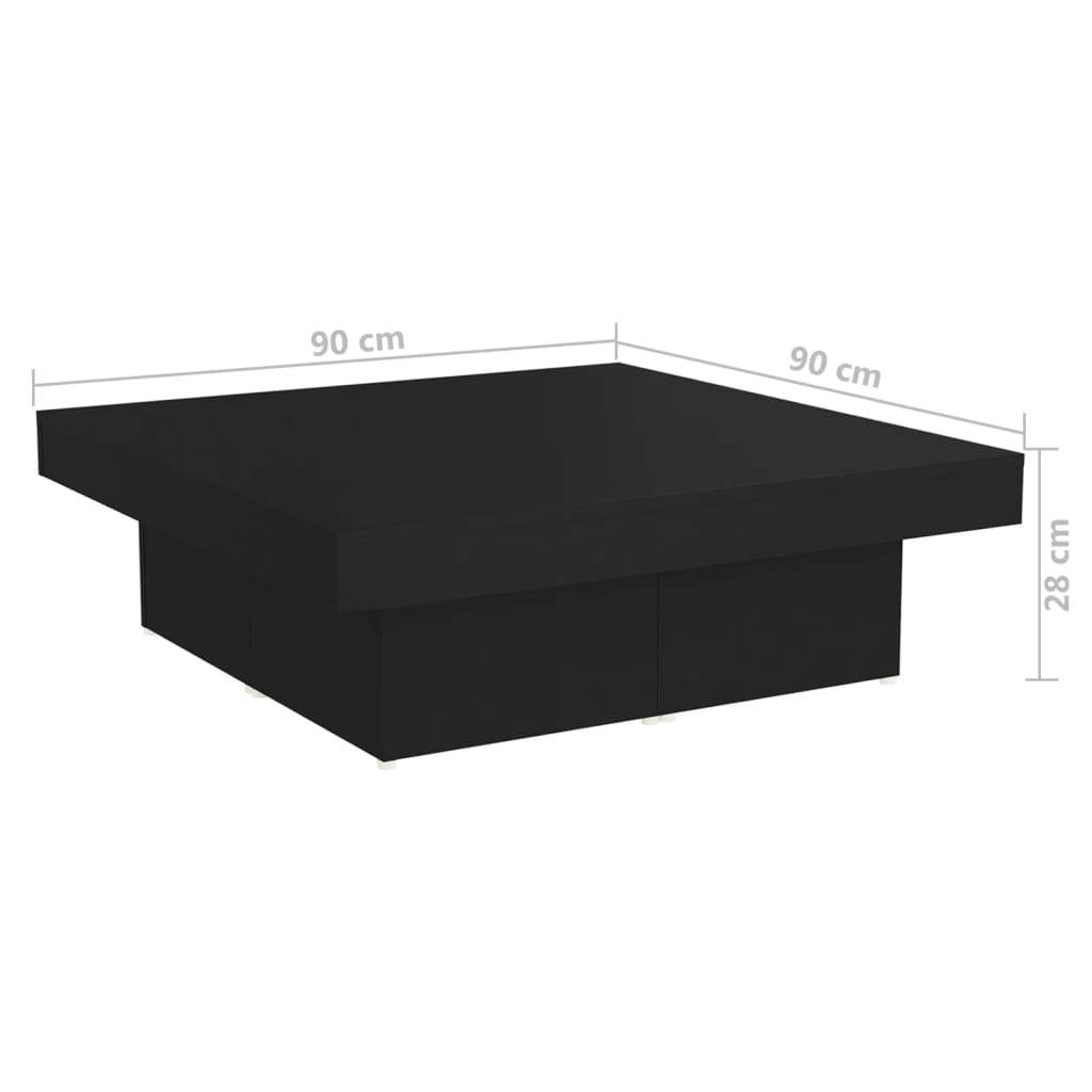 Table basse noir 90x90x28 cm bois d'ingénierie - XIOS