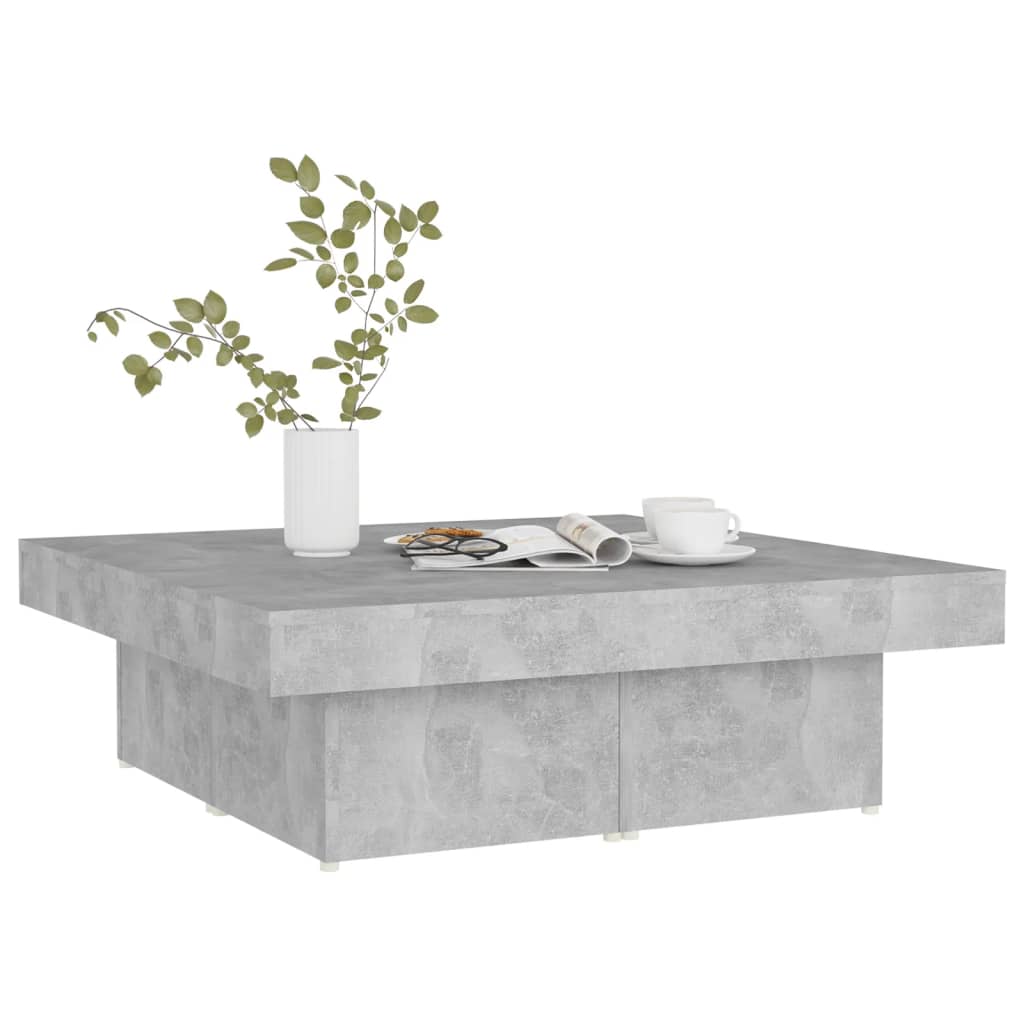 Table basse gris béton 90x90x28 cm bois d'ingénierie - XIOS