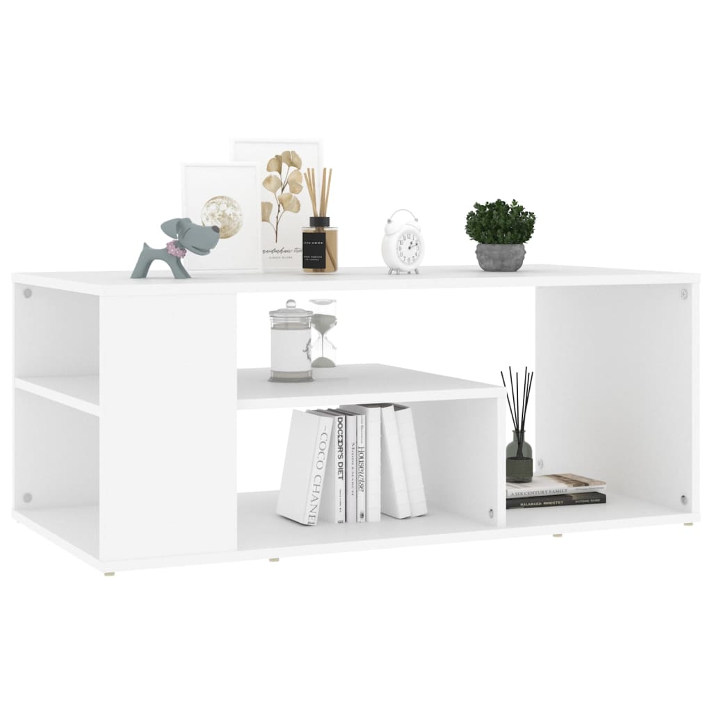 Table basse blanc 100x50x40 cm bois d'ingénierie - XIOS