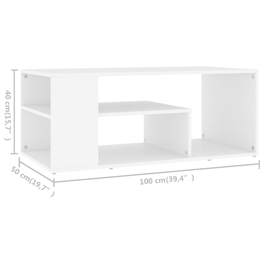 Table basse blanc 100x50x40 cm bois d'ingénierie - XIOS