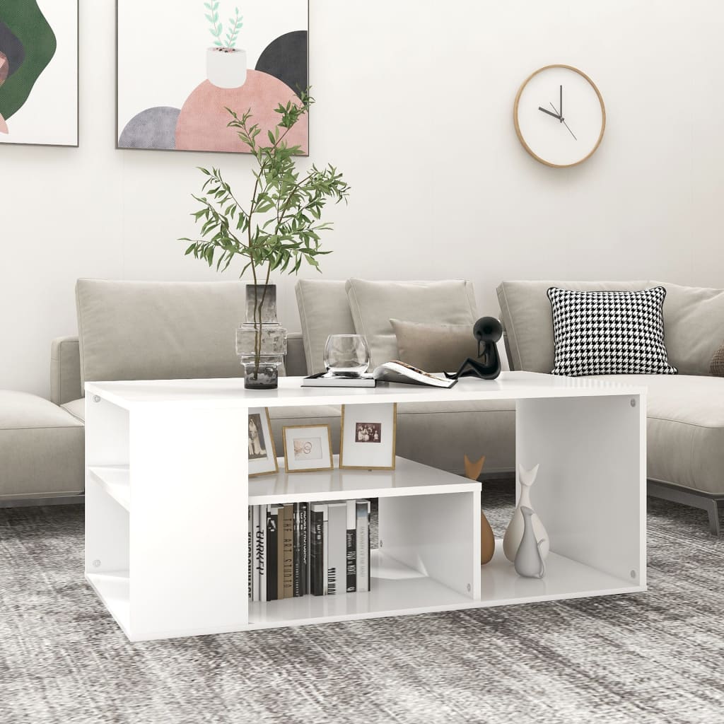 Table basse blanc 100x50x40 cm bois d'ingénierie - XIOS