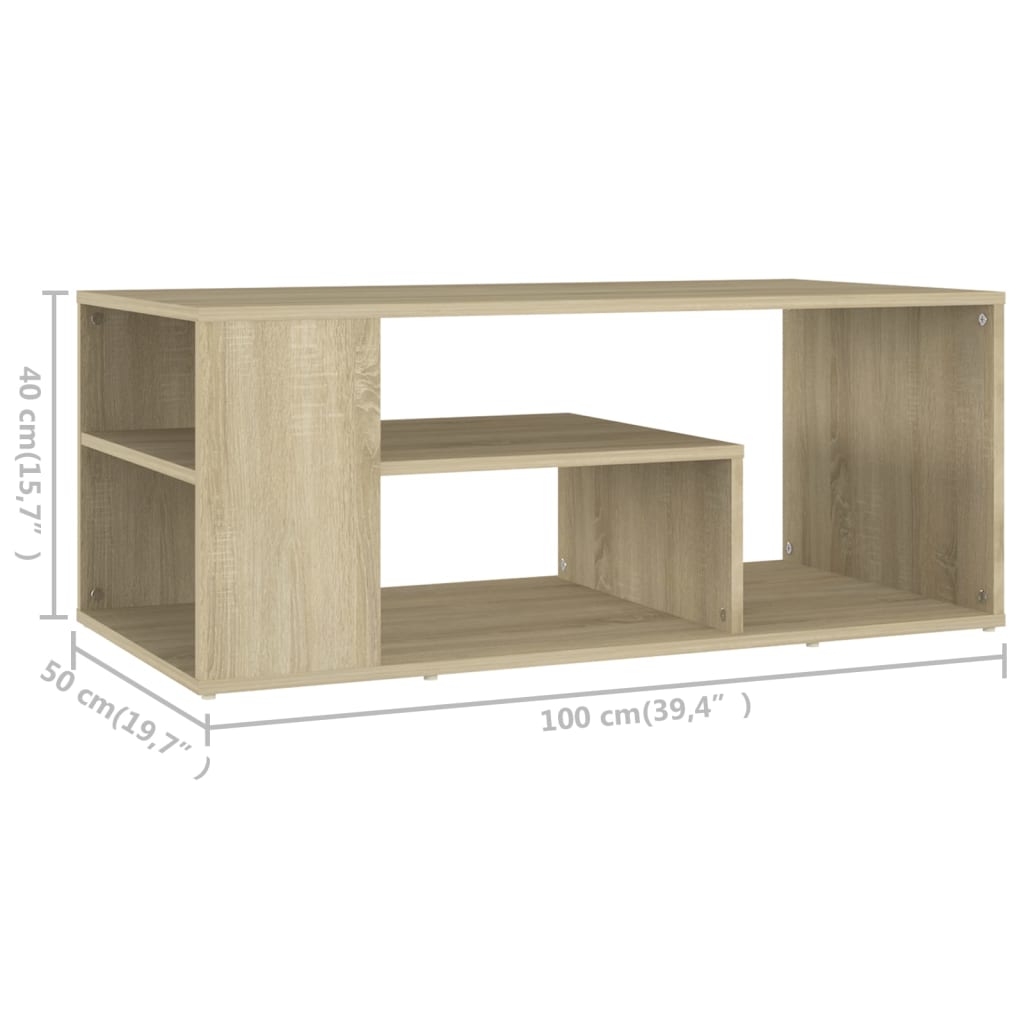 Table basse chêne sonoma 100x50x40 cm bois d'ingénierie - XIOS