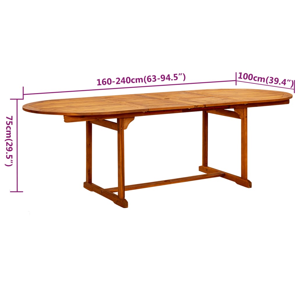 Ensemble à manger de jardin 7 pcs Bois d'acacia massif 160-240 cm - XIOS
