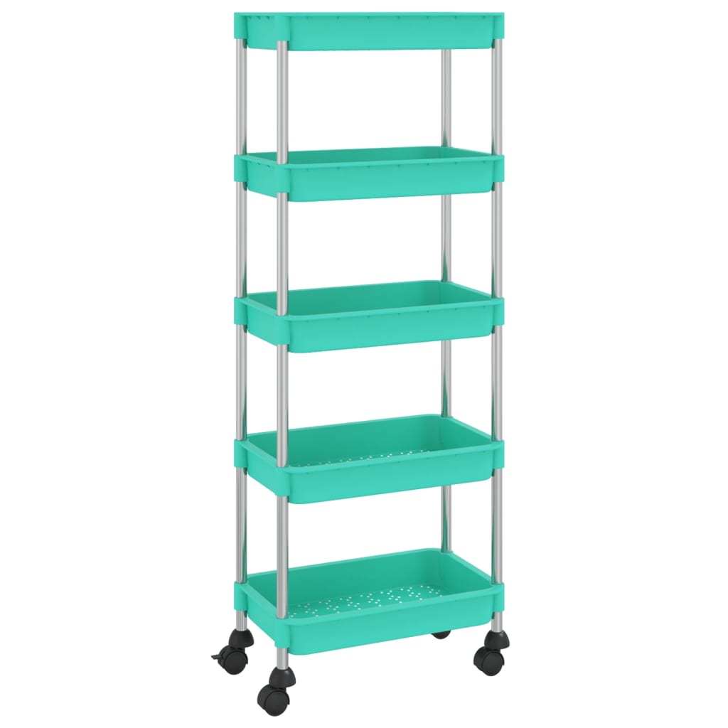 Chariot de cuisine 5 niveaux Turquoise 42x29x128 cm Fer et ABS - XIOS