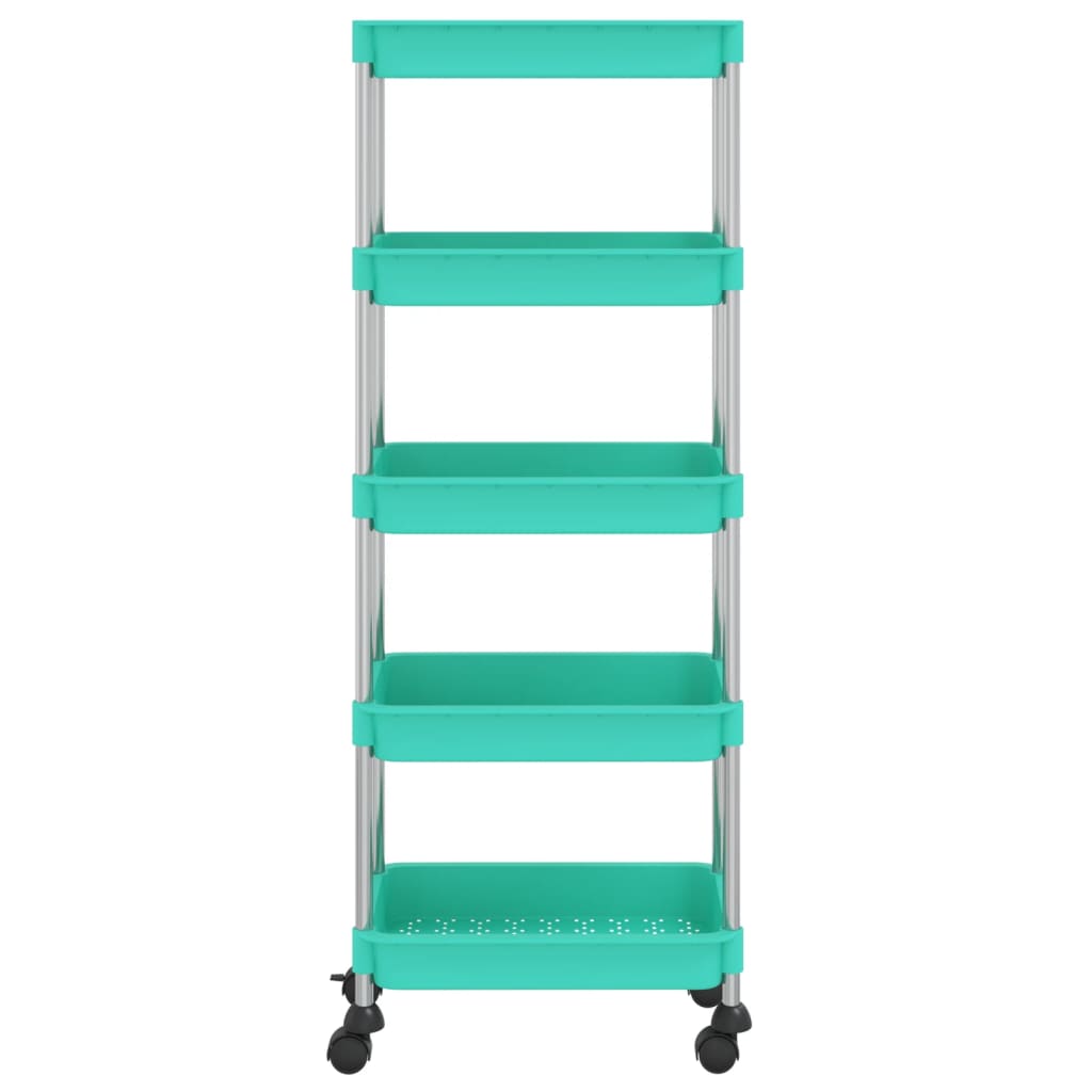 Chariot de cuisine 5 niveaux Turquoise 42x29x128 cm Fer et ABS - XIOS