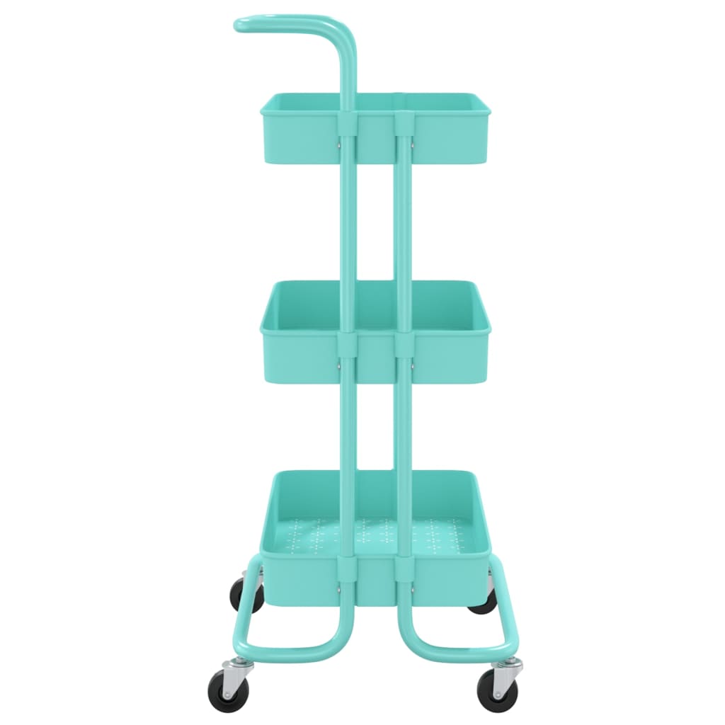 Chariot de cuisine 3 niveaux Turquoise 42x35x85 cm Fer et ABS - XIOS