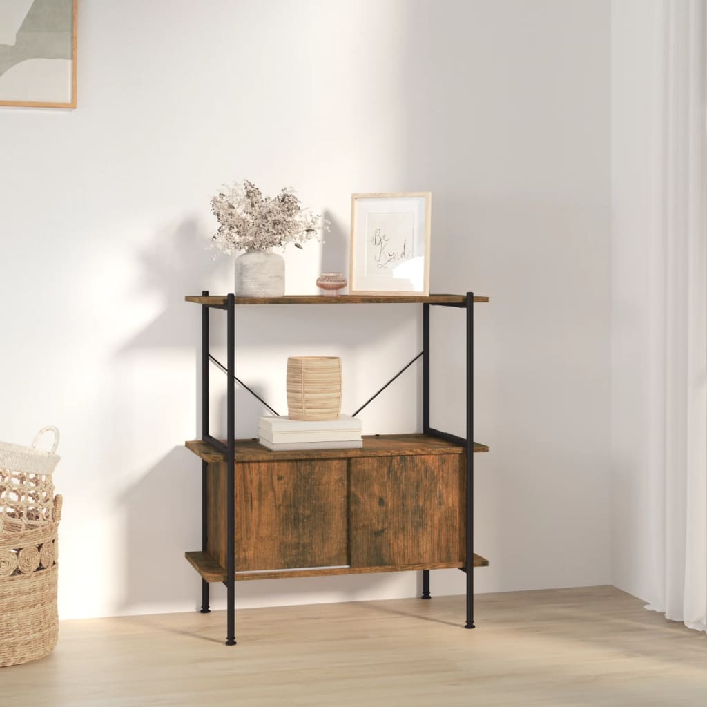 Étagère à 3 niveaux armoire 80x40x92 cm Acier bois d'ingénierie - XIOS