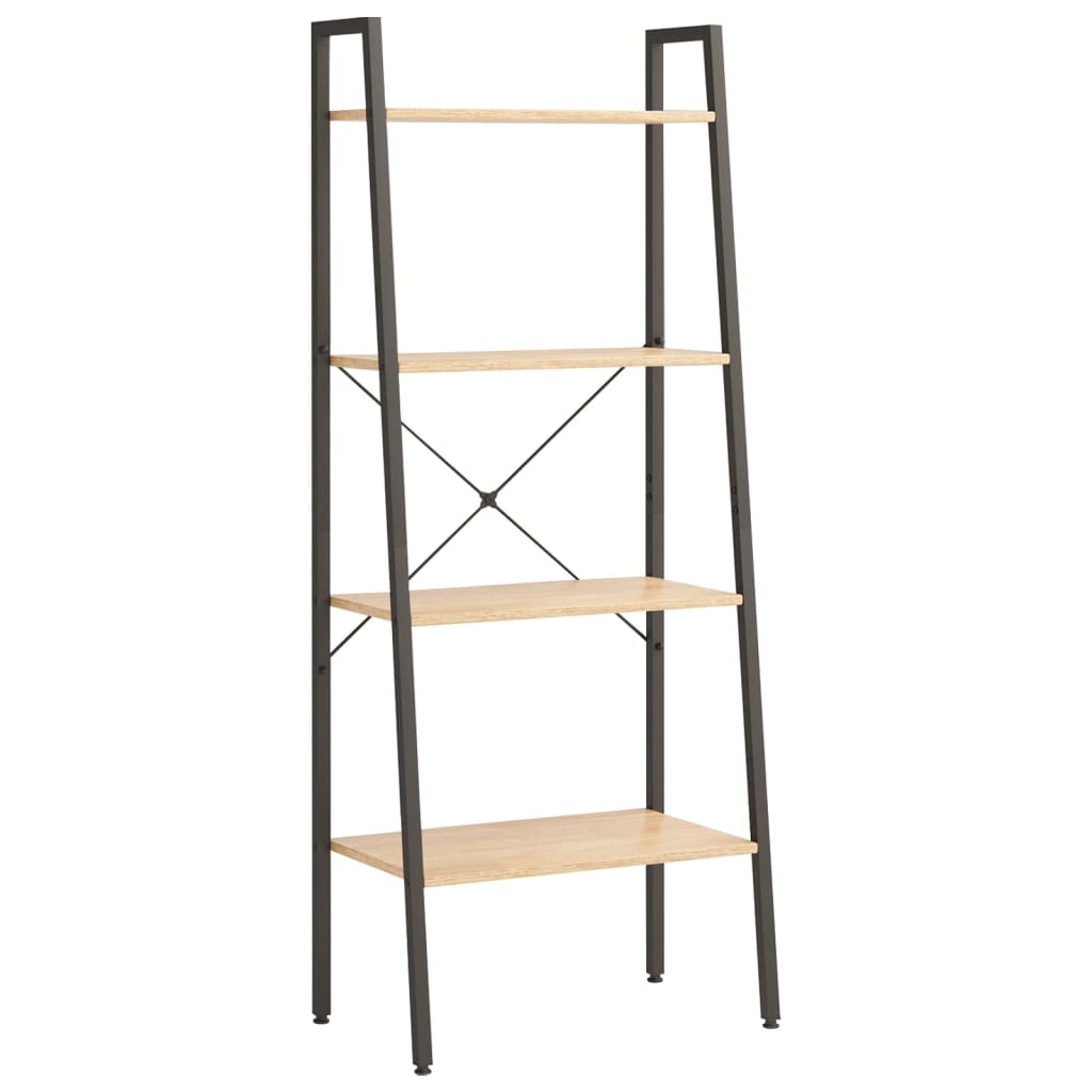 Étagère sur pied 4 niveaux Marron clair et noir 56x35x140 cm - XIOS