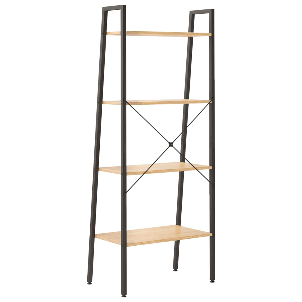 Étagère sur pied 4 niveaux Marron clair et noir 56x35x140 cm - XIOS