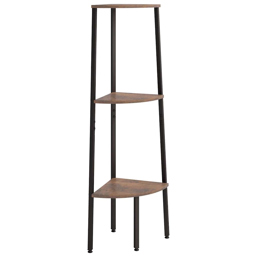 Étagère d'angle 3 niveaux Marron foncé et noir 45,5x31,5x120 cm - XIOS