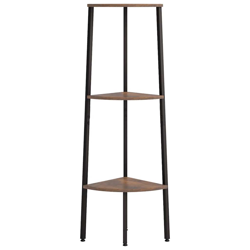 Étagère d'angle 3 niveaux Marron foncé et noir 45,5x31,5x120 cm - XIOS