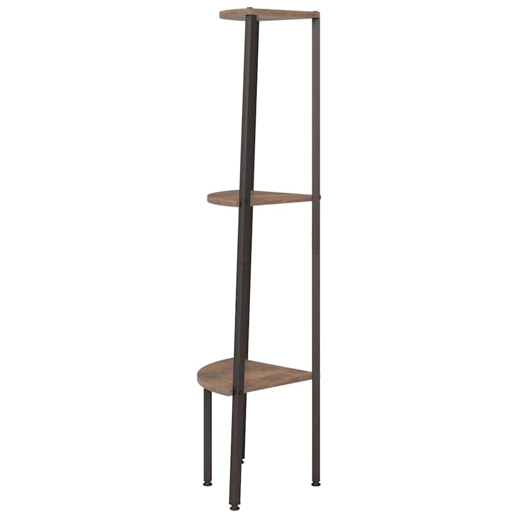 Étagère d'angle 3 niveaux Marron foncé et noir 45,5x31,5x120 cm - XIOS
