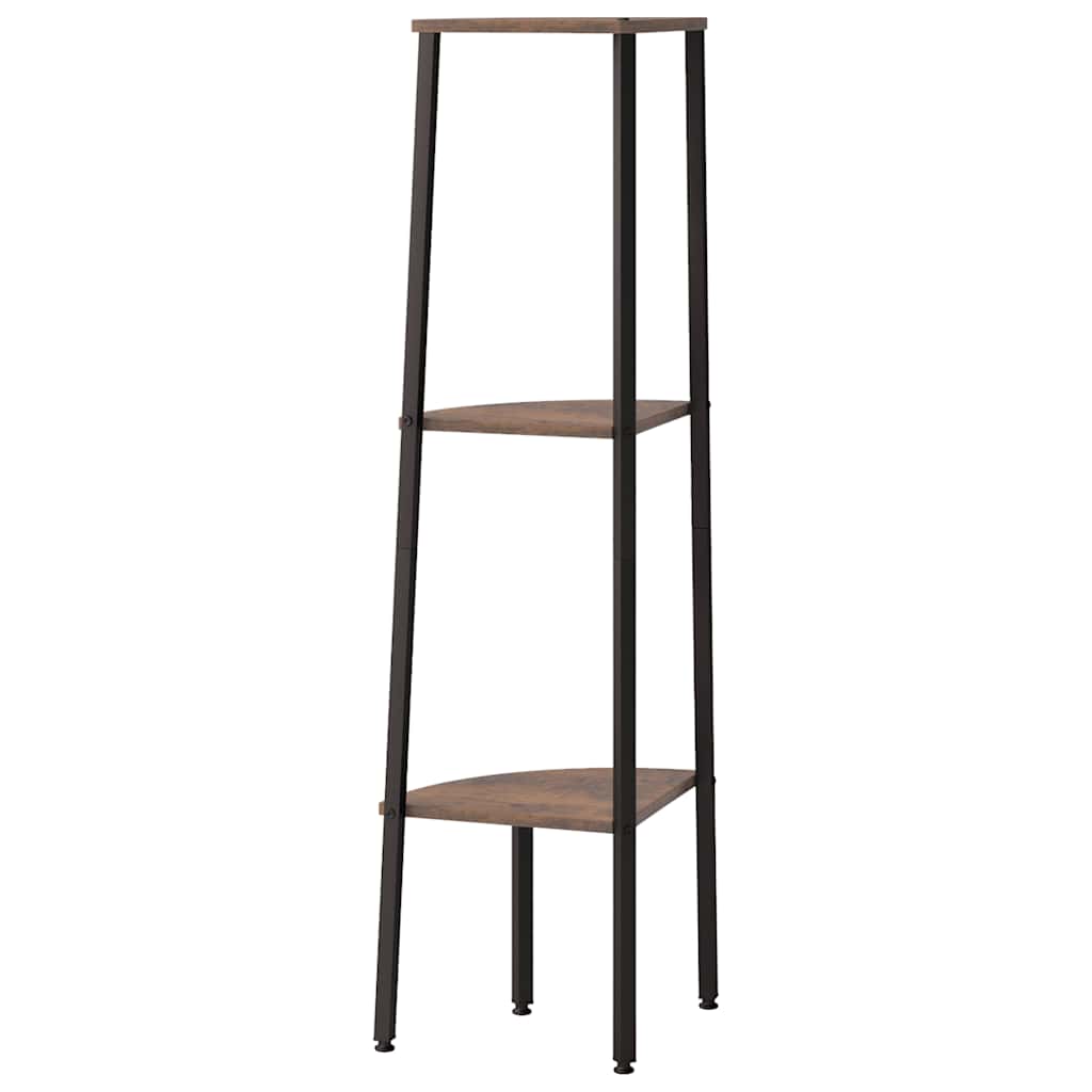 Étagère d'angle 3 niveaux Marron foncé et noir 45,5x31,5x120 cm - XIOS
