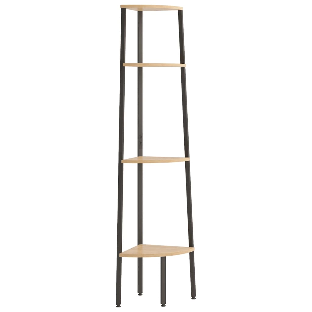 Étagère d'angle à 4 niveaux Marron clair et noir 45,5 x 31,5 x 150 cm - XIOS