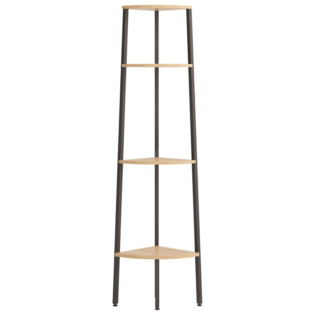 Étagère d'angle à 4 niveaux Marron clair et noir 45,5 x 31,5 x 150 cm - XIOS