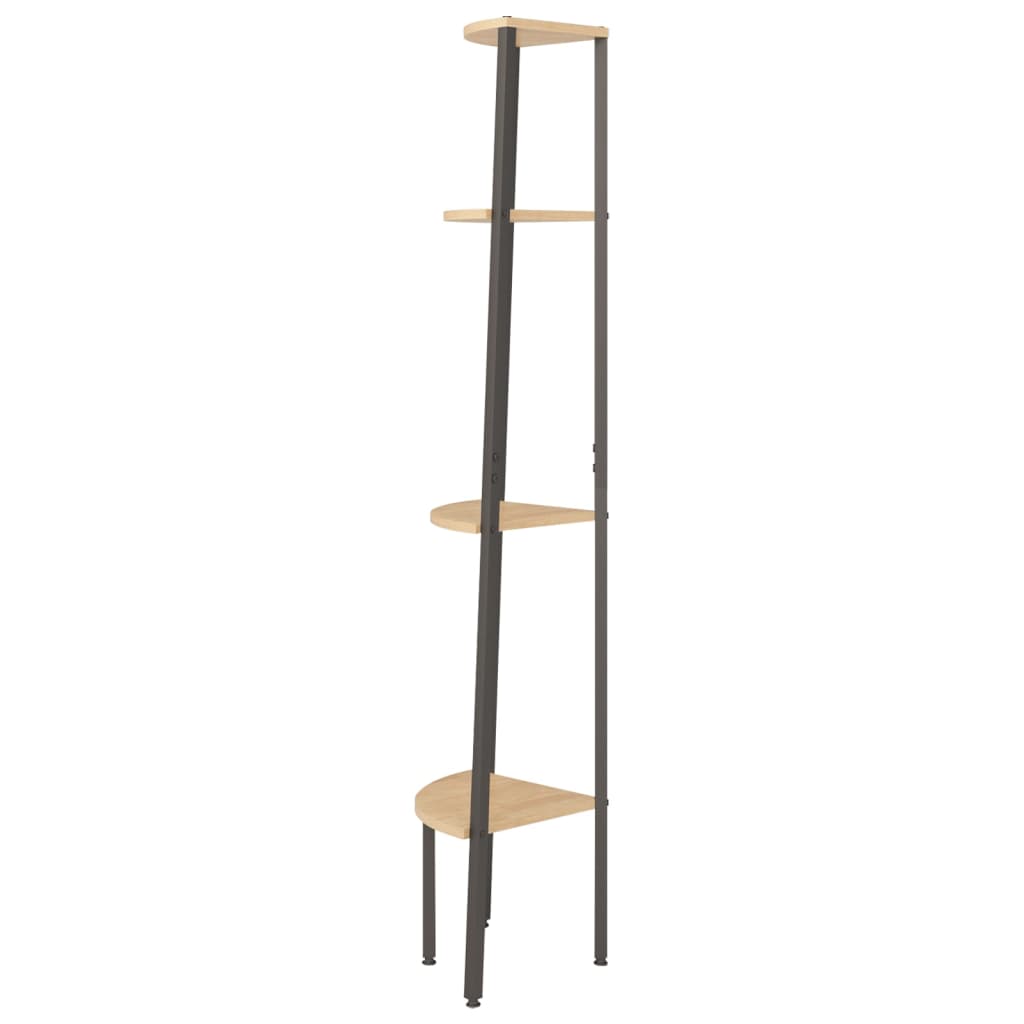 Étagère d'angle 4 niveaux Marron clair et noir 45,5x31,5x150 cm - XIOS