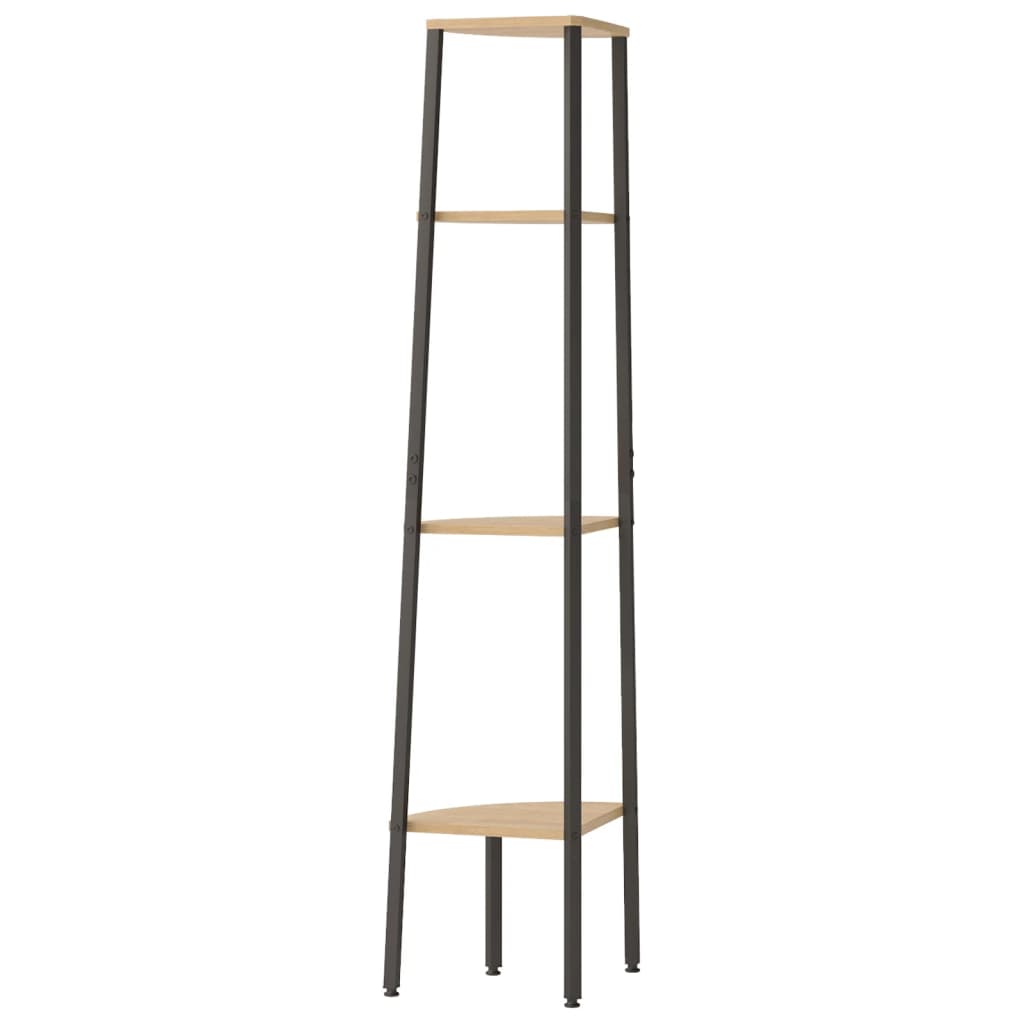 Étagère d'angle à 4 niveaux Marron clair et noir 45,5 x 31,5 x 150 cm - XIOS