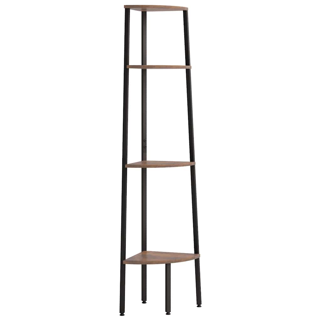 Étagère d'angle à 4 niveaux Marron foncé et noir 45,5 x 31,5 x 150 cm - XIOS