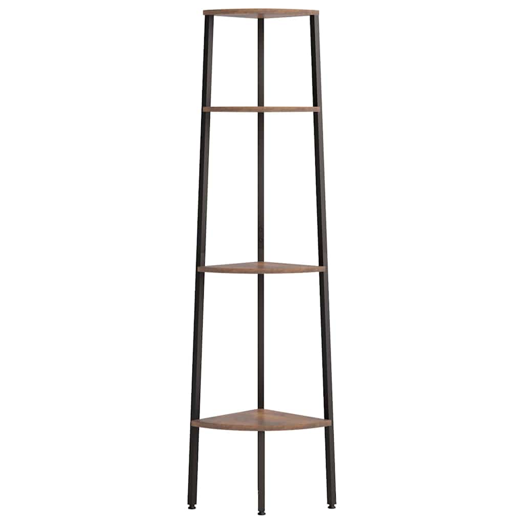 Étagère d'angle à 4 niveaux Marron foncé et noir 45,5 x 31,5 x 150 cm - XIOS