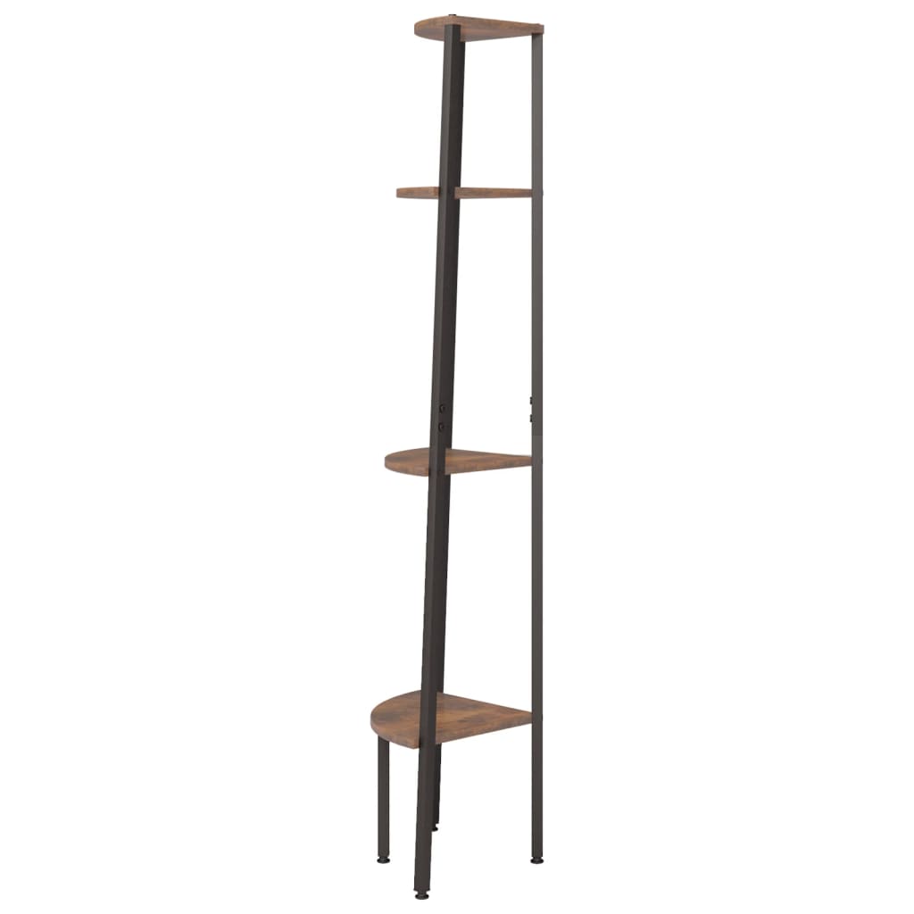 Étagère d'angle 4 niveaux Marron foncé et noir 45,5x31,5x150 cm - XIOS