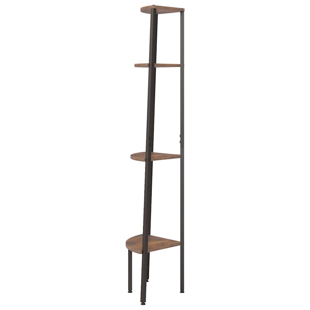 Étagère d'angle à 4 niveaux Marron foncé et noir 45,5 x 31,5 x 150 cm - XIOS