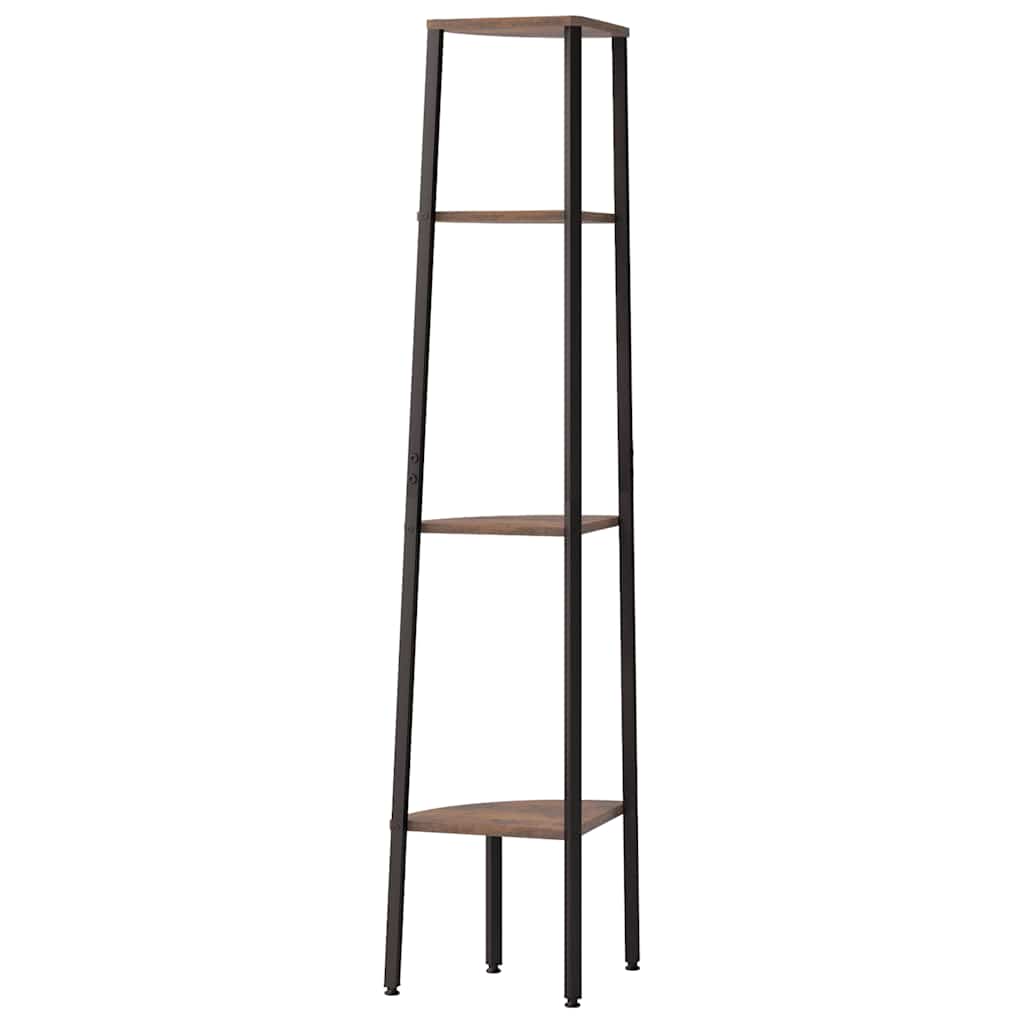 Étagère d'angle à 4 niveaux Marron foncé et noir 45,5 x 31,5 x 150 cm - XIOS