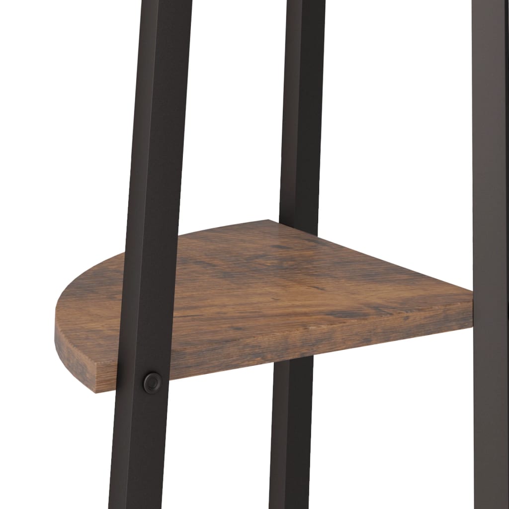 Étagère d'angle 4 niveaux Marron foncé et noir 45,5x31,5x150 cm - XIOS