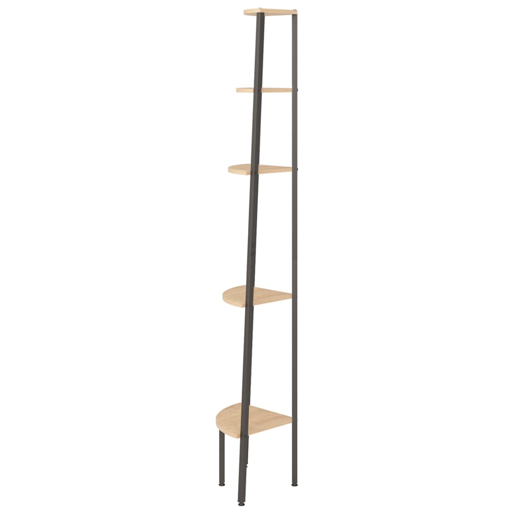 Étagère d'angle 5 niveaux Marron clair et noir 45,5x31,5x180 cm - XIOS