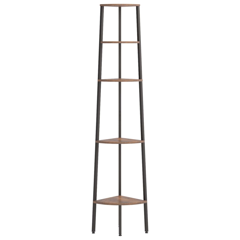 Étagère d'angle 5 niveaux Marron foncé et noir 45,5x31,5x180 cm - XIOS