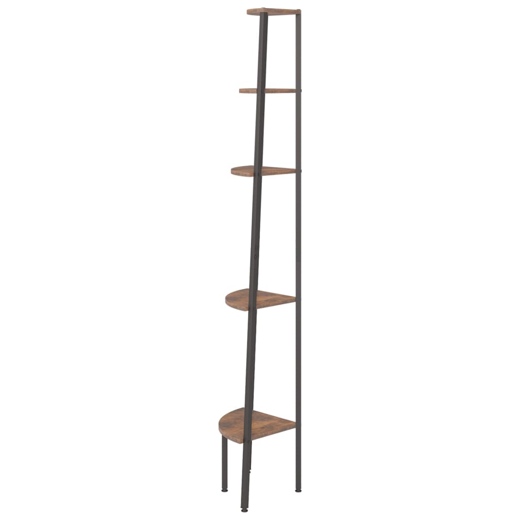 Étagère d'angle 5 niveaux Marron foncé et noir 45,5x31,5x180 cm - XIOS