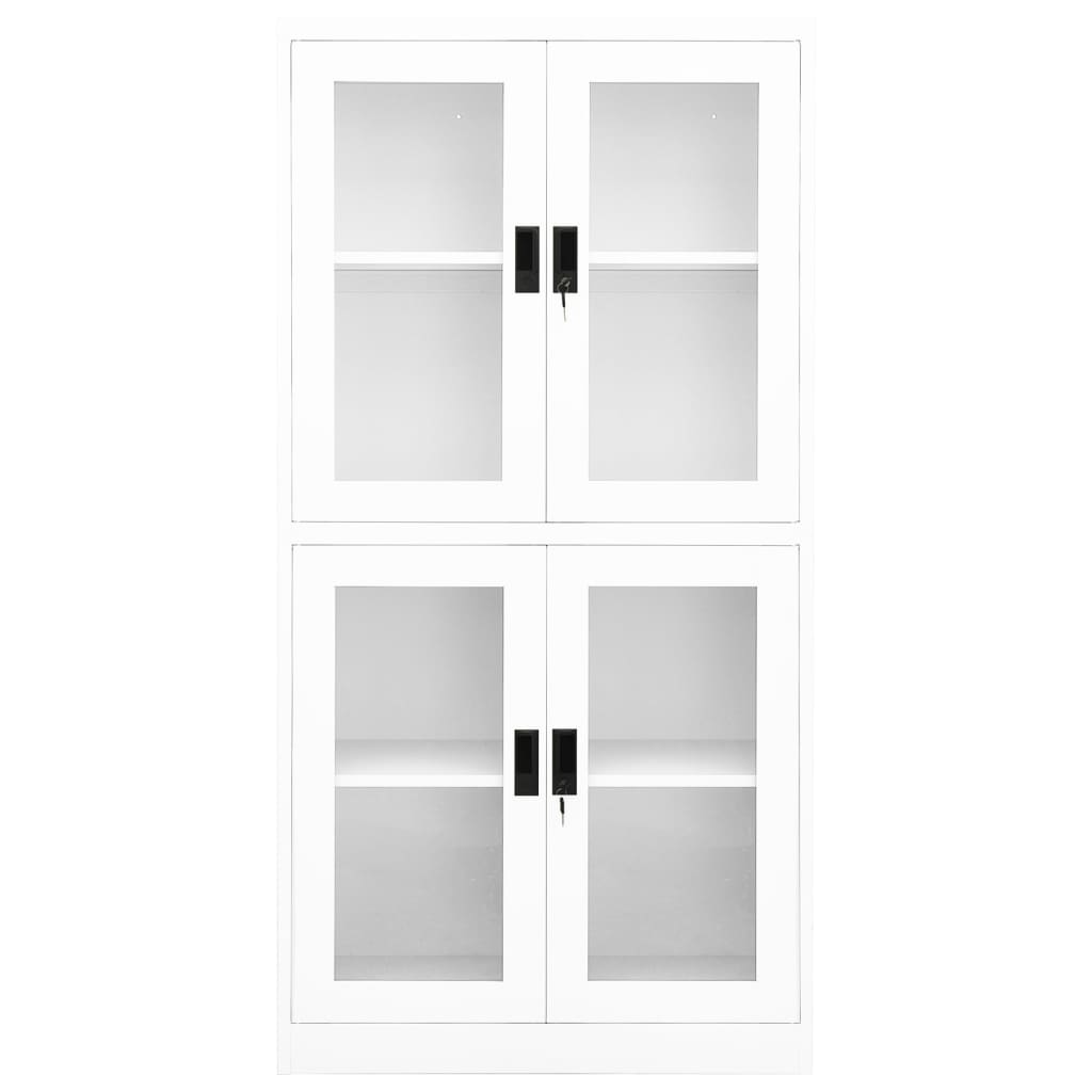 Armoire de bureau Blanc 90x40x180 cm Acier et verre trempé - XIOS