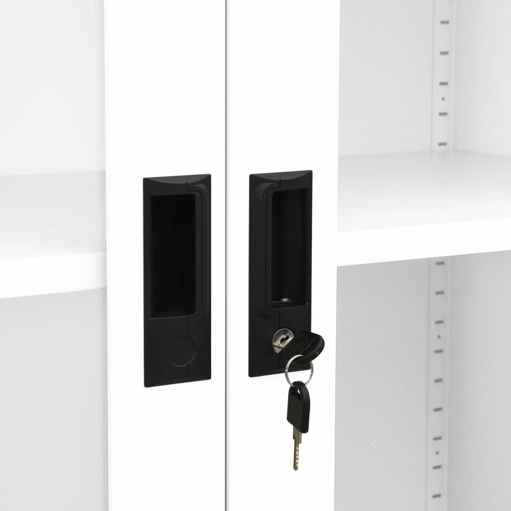 Armoire de bureau Blanc 90x40x180 cm Acier et verre trempé - XIOS