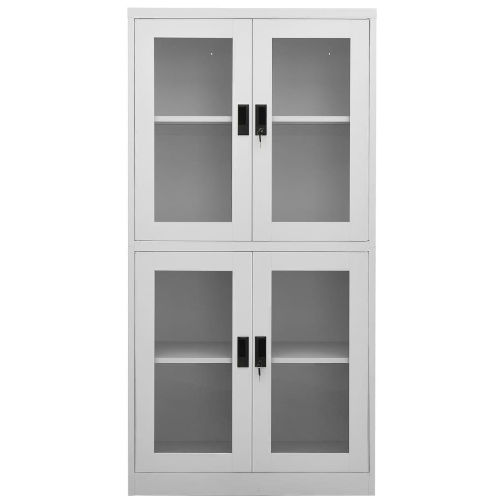 Armoire de bureau Gris clair 90x40x180 cm Acier et verre trempé - XIOS