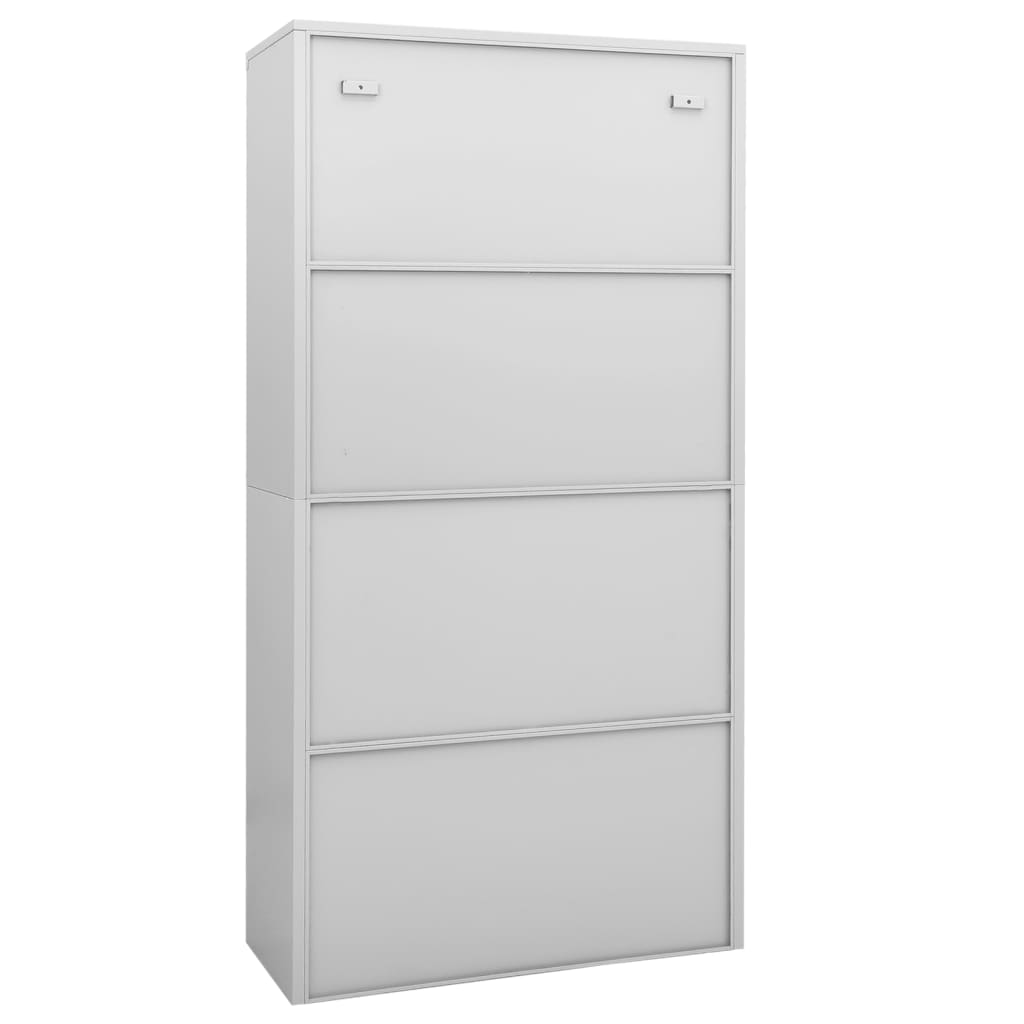Armoire de bureau Gris clair 90x40x180 cm Acier et verre trempé - XIOS