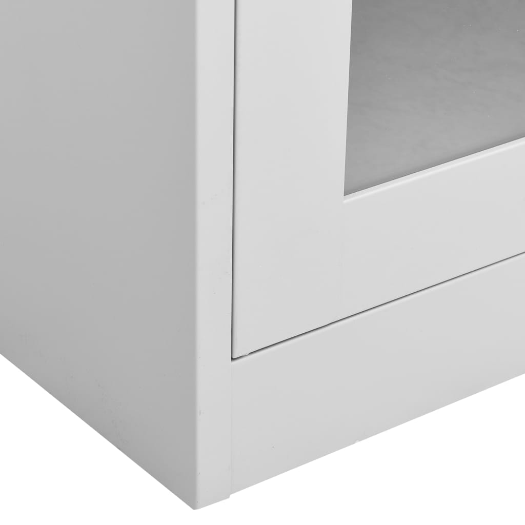 Armoire de bureau Gris clair 90x40x180 cm Acier et verre trempé - XIOS