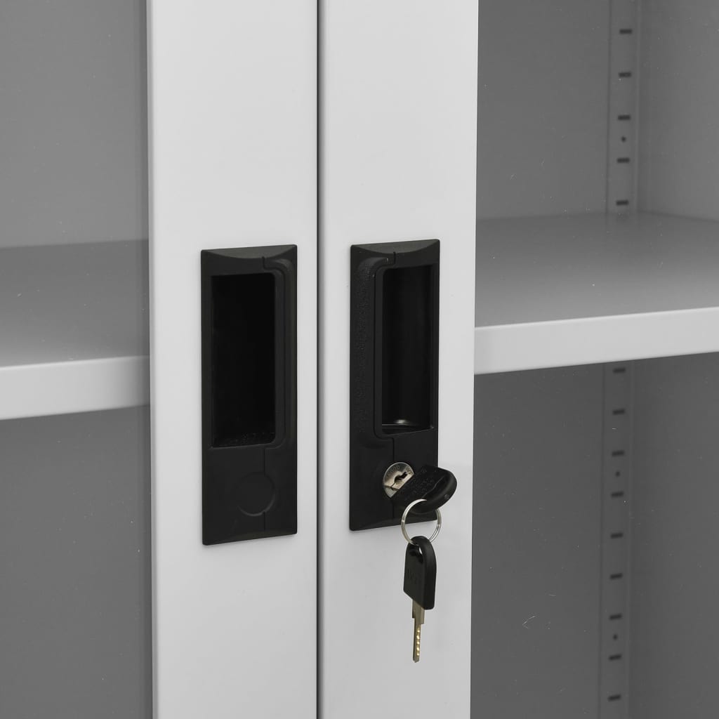 Armoire de bureau Gris clair 90x40x180 cm Acier et verre trempé - XIOS