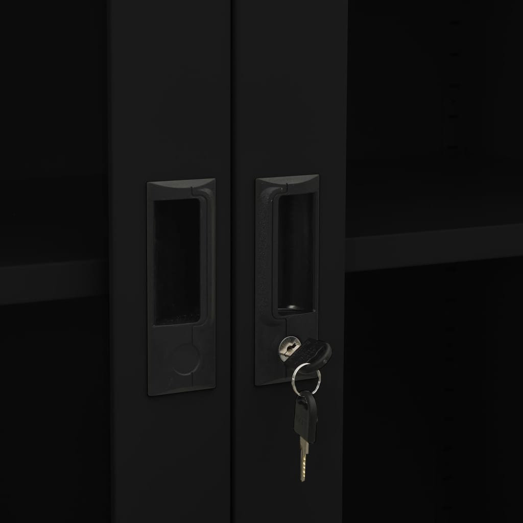 Armoire de bureau Noir 90x40x180 cm Acier et verre trempé - XIOS