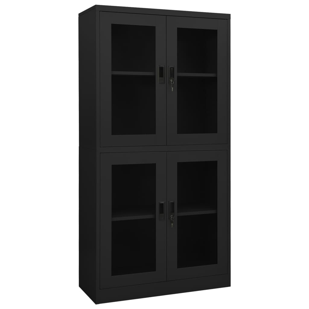 Armoire de bureau Anthracite 90x40x180 cm Acier et verre trempé