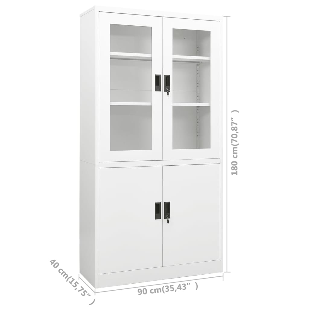 Armoire de bureau Blanc 90x40x180 cm Acier - XIOS